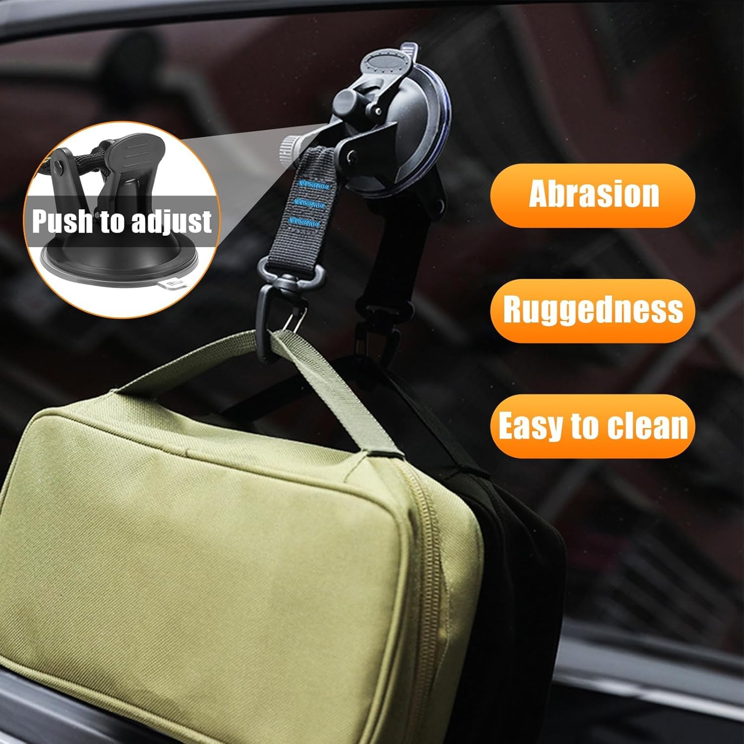 2PCS Heavy Duty Suction Cups, Car Strong Suction Cups Camping Tie down with Hook, Strong Power Viscous Silicone Suction Cup Attachment for Car Boat Awning Camping Trap (Blue) image number 3