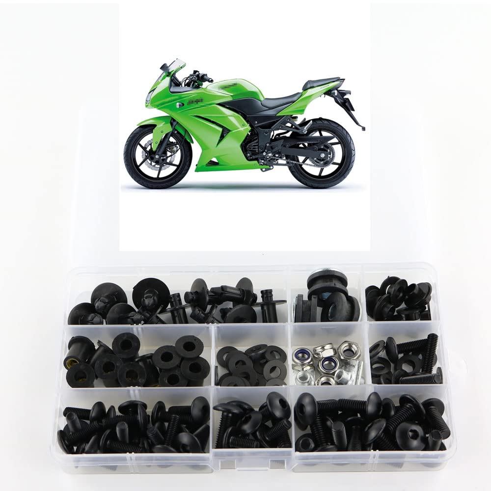 Xitomer Motorcycle Accessories Full Fairing Bolts Screws Kits Washer Fastener for Kawasaki Ninja 250R EX250R 2008 2009 2010 2011 2012 Black image number 4