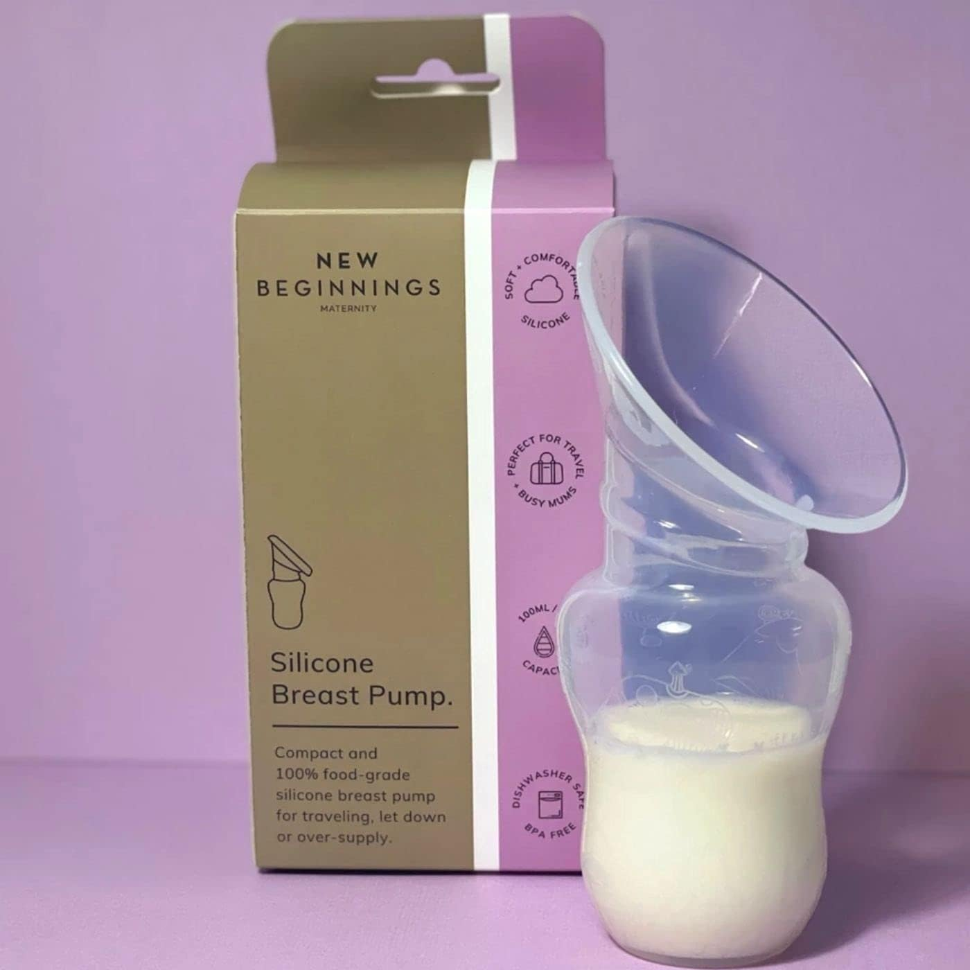 New Beginnings Silicone Breastfeeding Manual Breast Pump, 100% Food Grade Silicone, BPA Free image number 1
