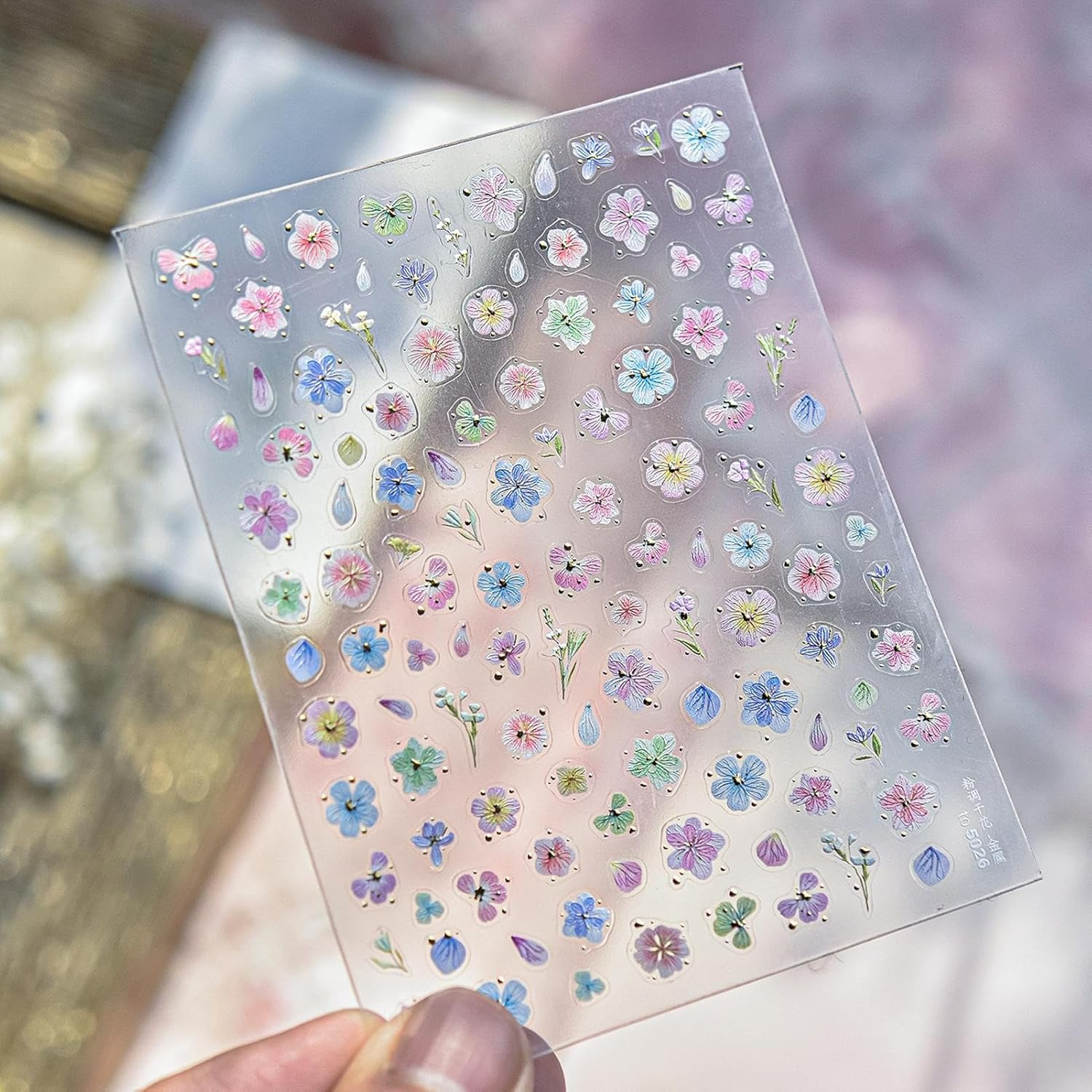 Floral Nail Stickers - 5D Embossed Adhesive Flower Nail Stickers,Metal Adhesive Dried Floral Decorations for Mather Wives image number 6