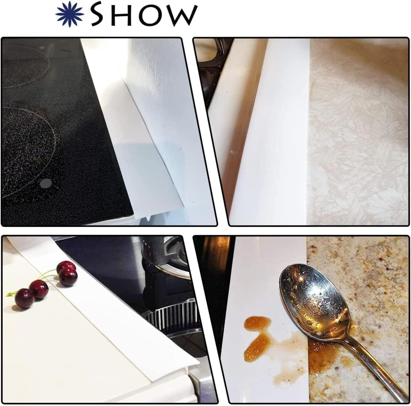 FL-WITHYOU 2 Pack Flexible Kitchen Stove Gap Covers, Silicone Gap Fillers between Counter and Stovetop, Oven, Washer, Dryer, Easy to Wipe (White, 64Cm) image number 2