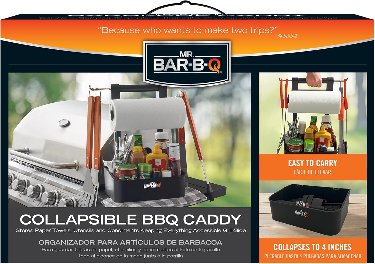 Mr. Bar-B-Q Collapsible Grilling Caddy, Store All Your BBQ Accessories in One Place, Perfect for Outdoor Cooking, Boating, Camping & Rvs, Black image number 5