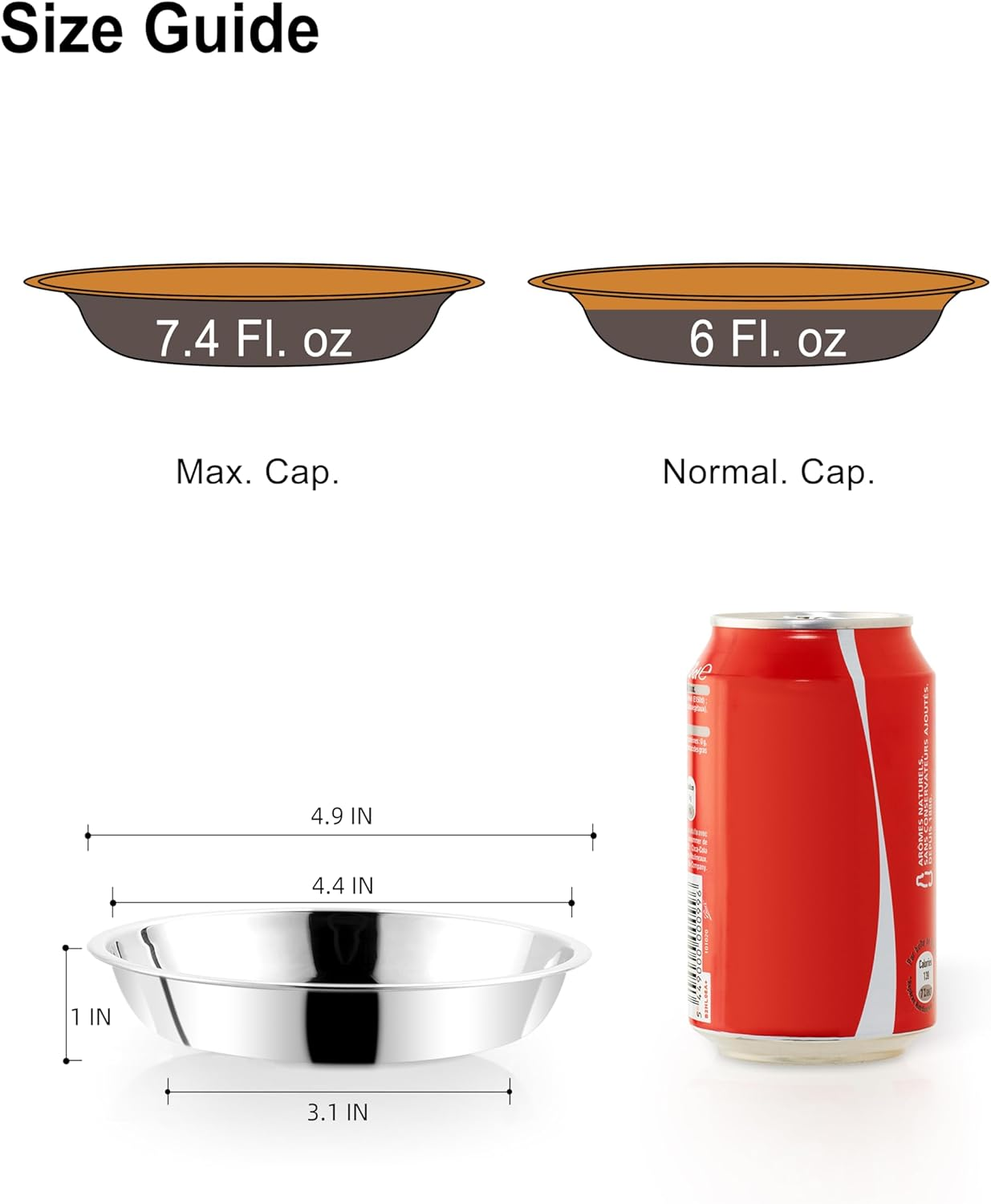 VENTION Stainless Steel Whisker Relief Cat Food Bowl, Shallow Metal Cat Bowls Set, 7 Oz Replacement Pet Cat Feeding Dishes for Raised/Elevated Stands, Work for Dog Plate, Dishwasher Safe, Set of 4 image number 2