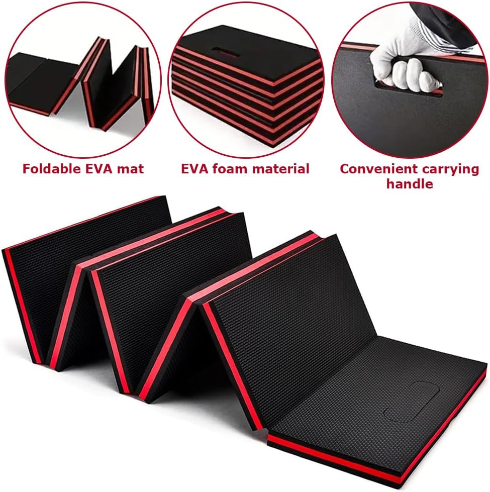Car Repair Mat,Car Repair Creepers,Mechanic Repair Mat,For Car Repair,Easy to Storage and Use,For Working on the Ground Working,Foldable (Black and Red) image number 4
