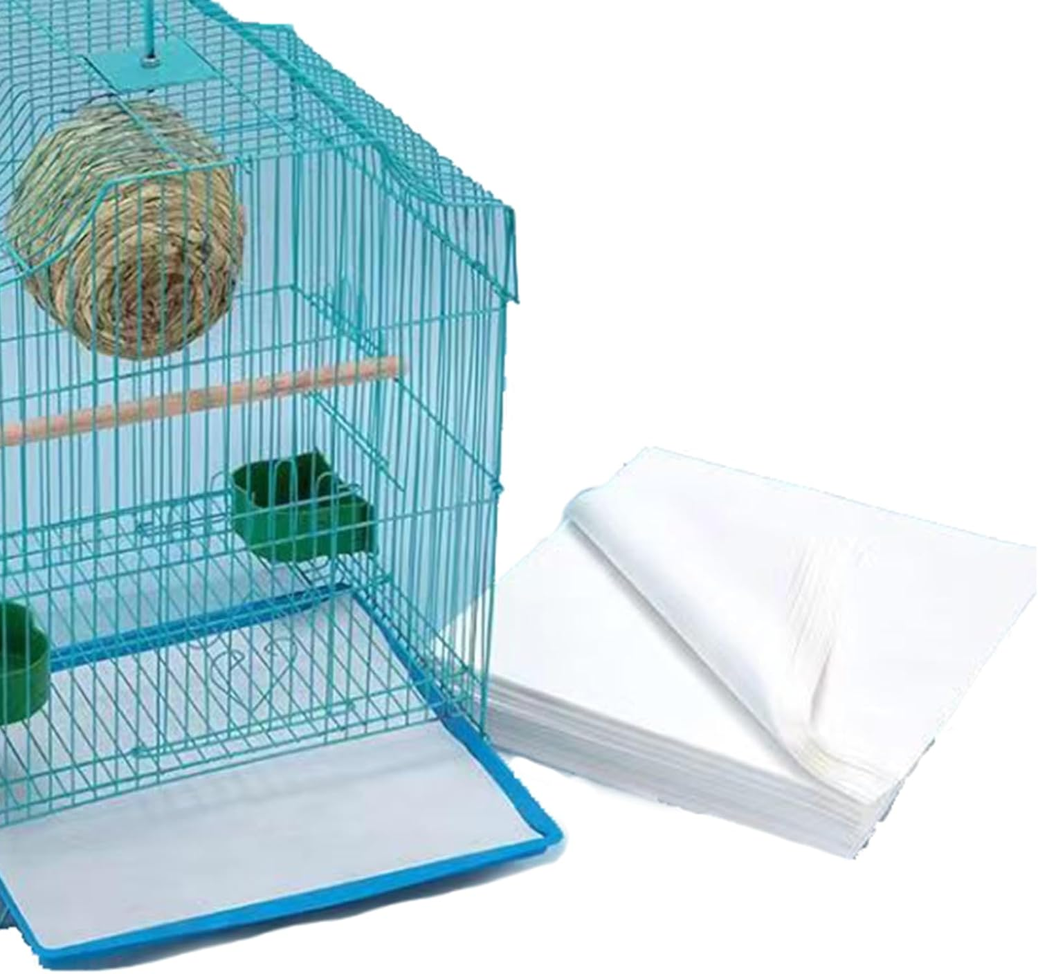 100PCS Bird Cage Liner Papers, Disposable Pet Birdcage Padding Paper,11&times;15 In,Disposable Bird Cage Liner Pads,Non-Woven Fabric Parakeet Cage Liners for Easy Cleanup,High Absorbency & Durability, Customizable Bird Cage Accessories for Parrots & Other Birds image number 1
