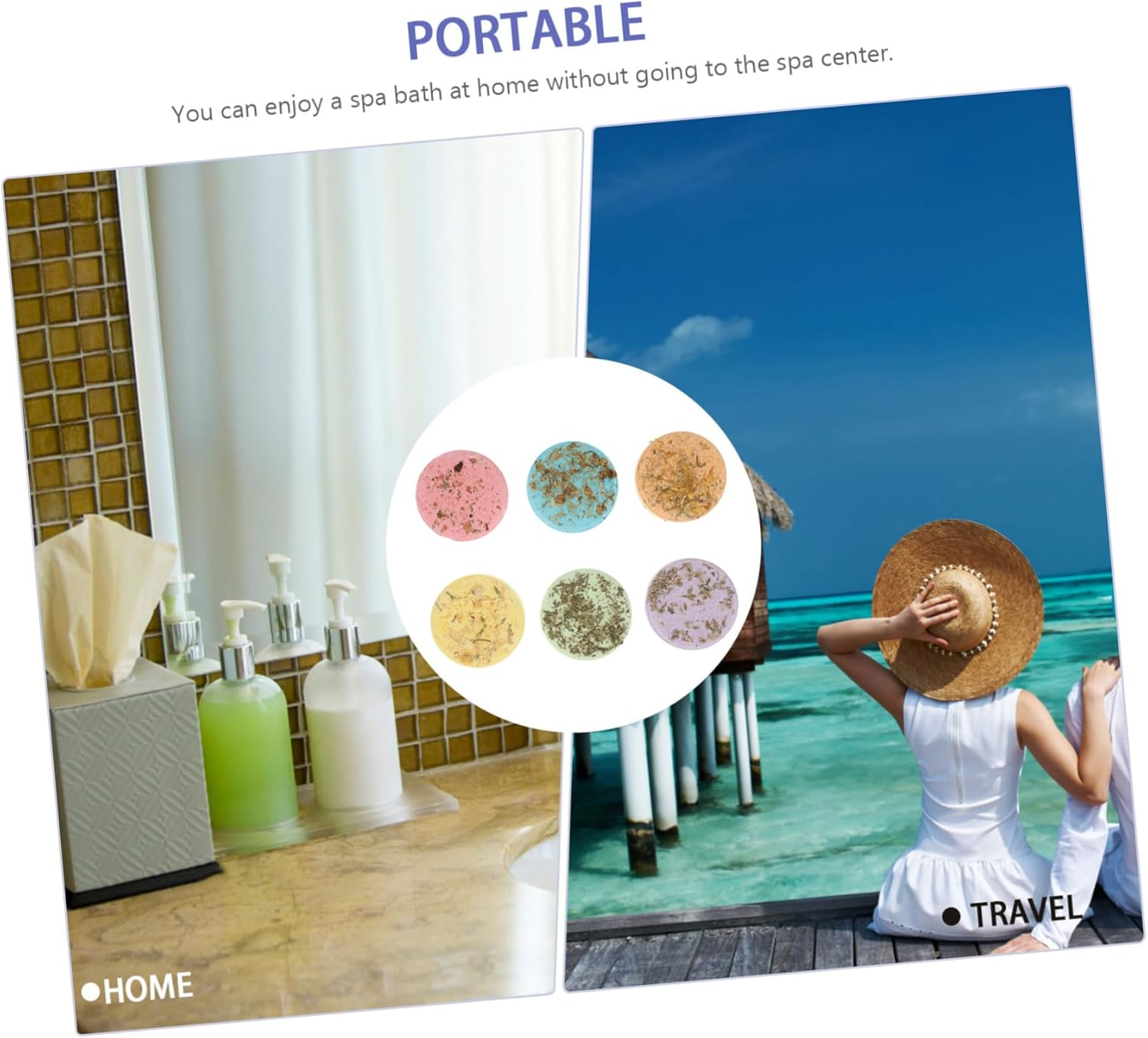 OSOLADY 6Pcs Steamers Jasmine Mint Lavender Orange and Rose Scents Aromatherapy Bath Accessory for Relaxation and Experience image number 4