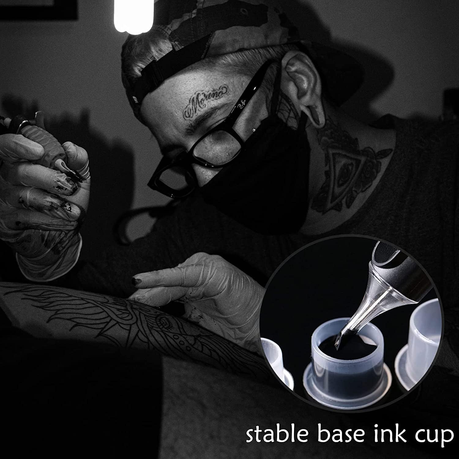 Tattoo Ink Caps-Yuelong Tattoo Ink Cups with Base White, Mixed Sizes #11 Small #14 Medium #17 Large for Tattoo Ink,Tattoo Supplies,Tattoo Kits Mixed 300PCS image number 2