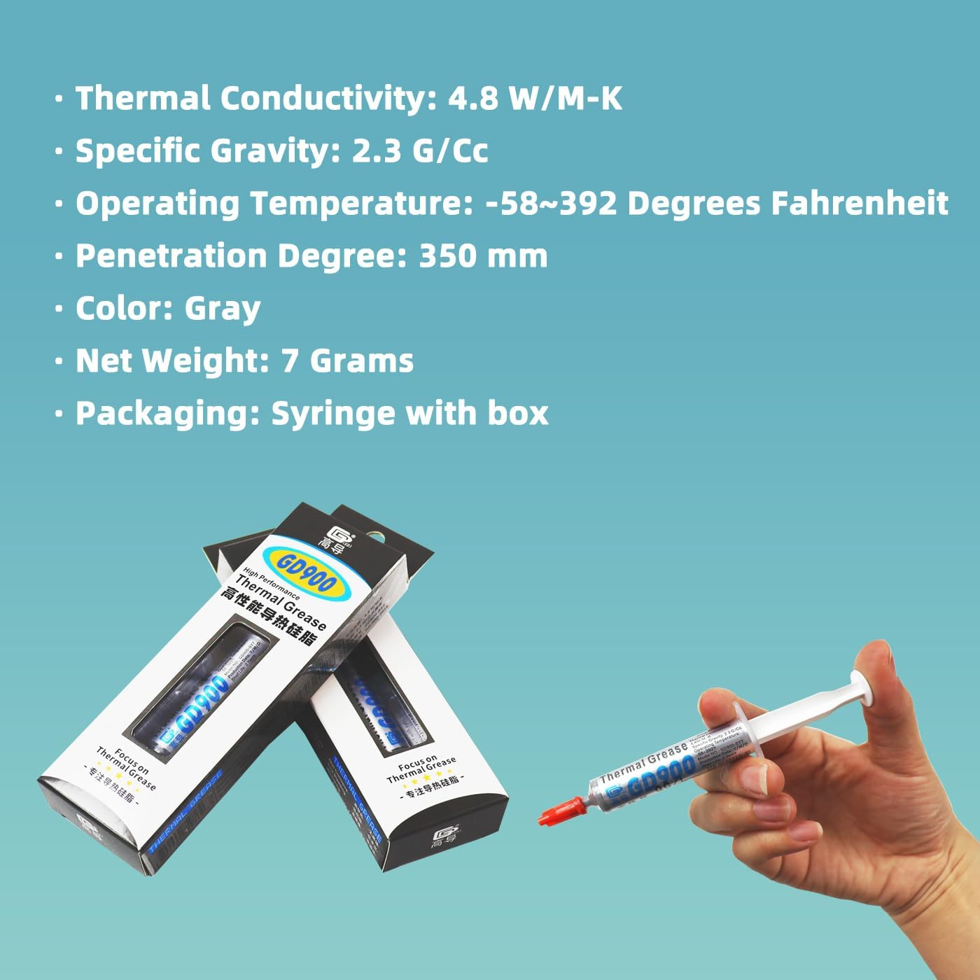 GD900 3 Pieces of Net Weight 7 Grams Syringe with Blister and Box Packaging Gray Thermal Conductive Grease Paste Plaster Heat Sink Compound BX7 image number 4