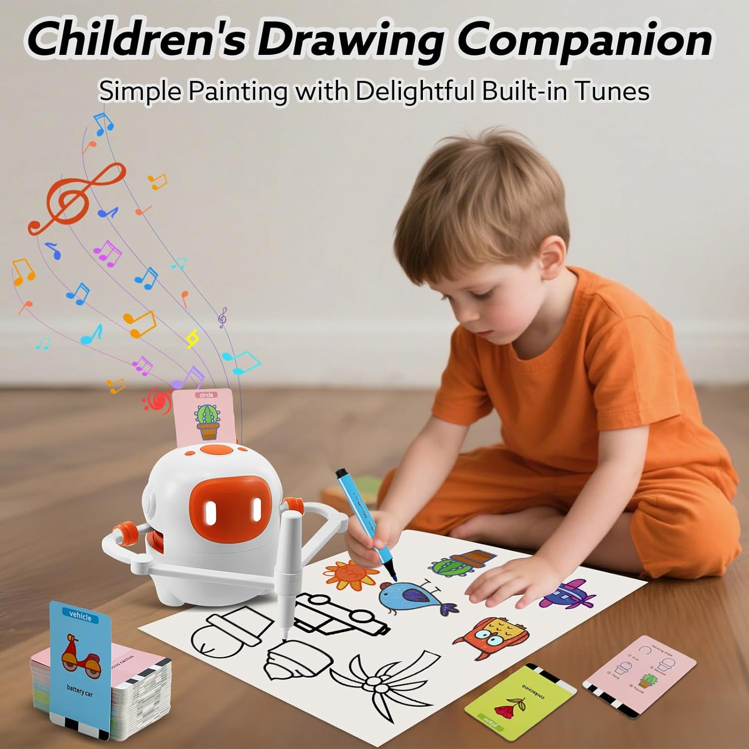 MAOCG Drawing Robot for Kids with 100 Cards, Voice Interactive Educational Drawing Machine, Montessori Painting Learning Toys for 3 4 5 6 7 8 Year Old Boys Girls Birthday Party image number 6