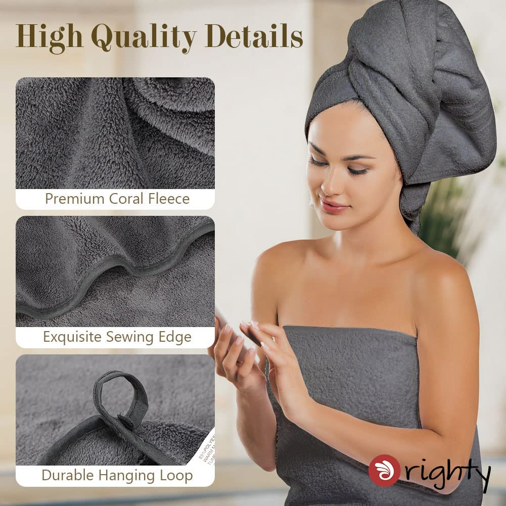 Orighty Bath Towels Pack of 2(27'' X 54'') - Soft Feel, Highly Absorbent, Quick Drying Microfiber for Body, Sport, Yoga, SPA, Fitness - Grey - 2, Grey image number 7
