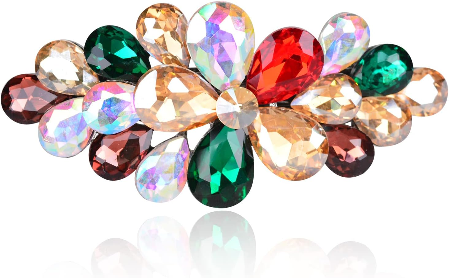 Sankuwen Flower Luxury Jewelry Design Hairpin Rhinestone Hair Barrette Clip(Style C,Champagne)