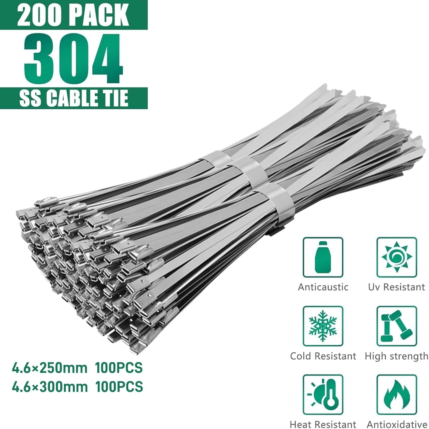 Ssumght Metal Zip Ties Tool, Stainless Steel Cable Tie Gun with 200PCS Self-Locking Metal Steel Zip Ties, Metal Tie Wrap Gun Kit, Duty Outdoor Adjustable Fastening Cutting Tie Tool Sets image number 1