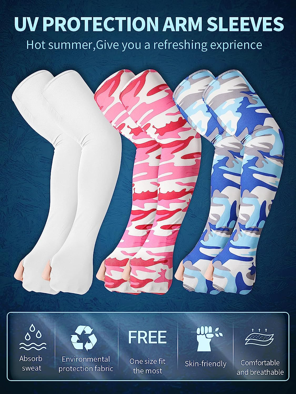 Geyoga 20 Pairs Sun Protection Arm Sleeves Fingerless Gloves Unisex Arm Covers Ice Silk Cooling Sleeves Protective Non-Slip Arm Sleeves for Outdoor Sports Running Cycling Driving, 20 Colors