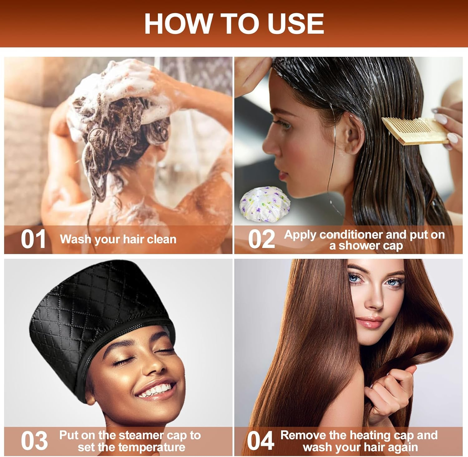 Heat Cap for Deep Conditioning, Adjustable Temperature Hair Steamer Speeds Drying Time - 10-Level Quick Heating, Great for Hair Treatment at Home image number 6