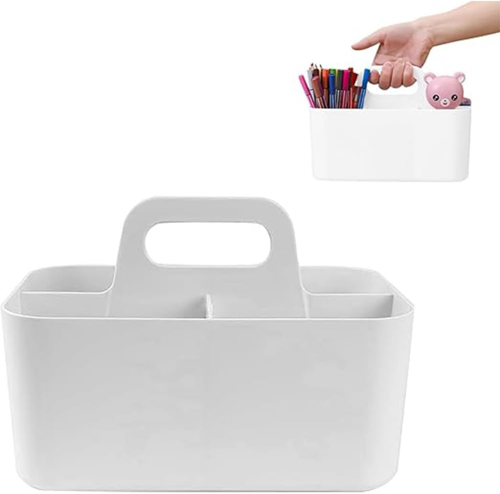 MUSONG Multifunctional Desk Organizer with Handle &ndash; Durable Plastic Storage Caddy with Multiple Compartments for Pens, Stationery, Makeup, Remotes & Office Accessories image number 4