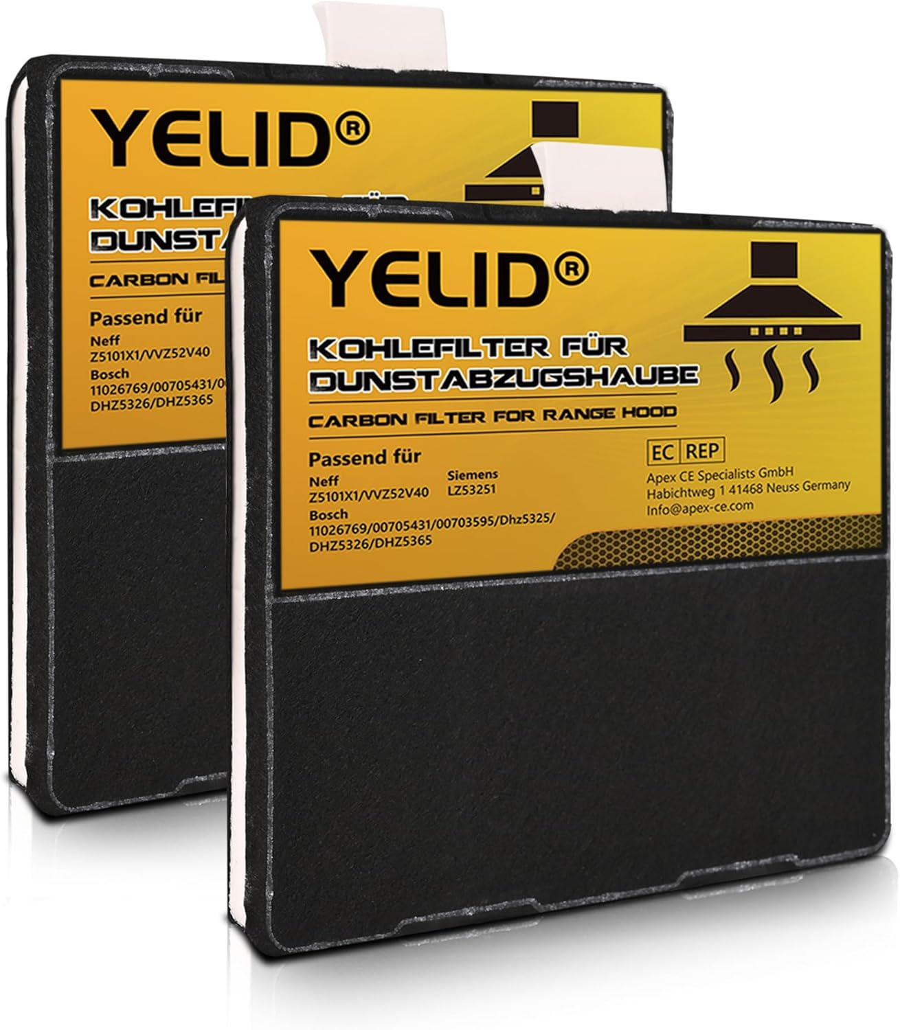 2 Activated Carbon Filters for Bora Pure PUAKF, Filter for Bora X Pure/S Pure/Puru or PUXU Recirculation Hob Extractor Extractor Replacement Filter Accessories