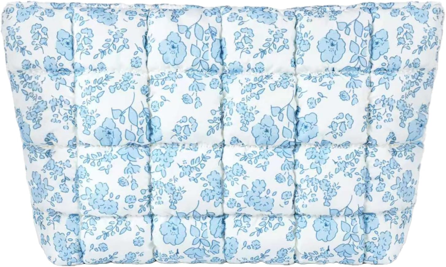 Puffy Quilted Makeup Bag, Travel Cosmetic Bag for Women, Toiletry Organizer Pouch, Clutch (Brown Leopard)