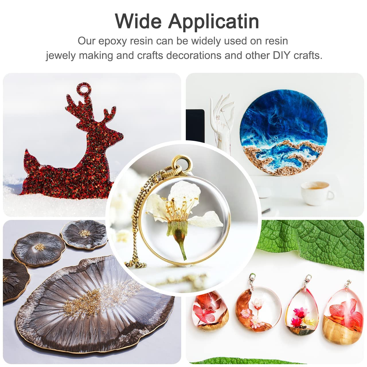 Epoxy Resin Kit, for Art, Jewelry, Crafts, Keychain - Including Crystal Clear, Odor Free, High Gloss, Bubble Free, Premium Quality, Easy Casting, Craft Resin (A500Ml/16.9Fl.Oz+B500Ml/16.9Fl.Oz) image number 4