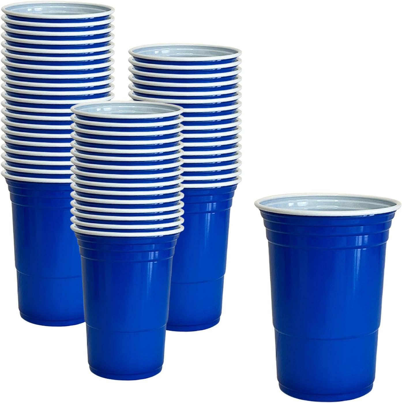50 Pcs Party Cup Set,16Oz Blue Plastic Party Cups,Party Cold Drink Cups,Repeatable Cups for New Year, Christmas, Camping, Wedding(Blue) image number 1