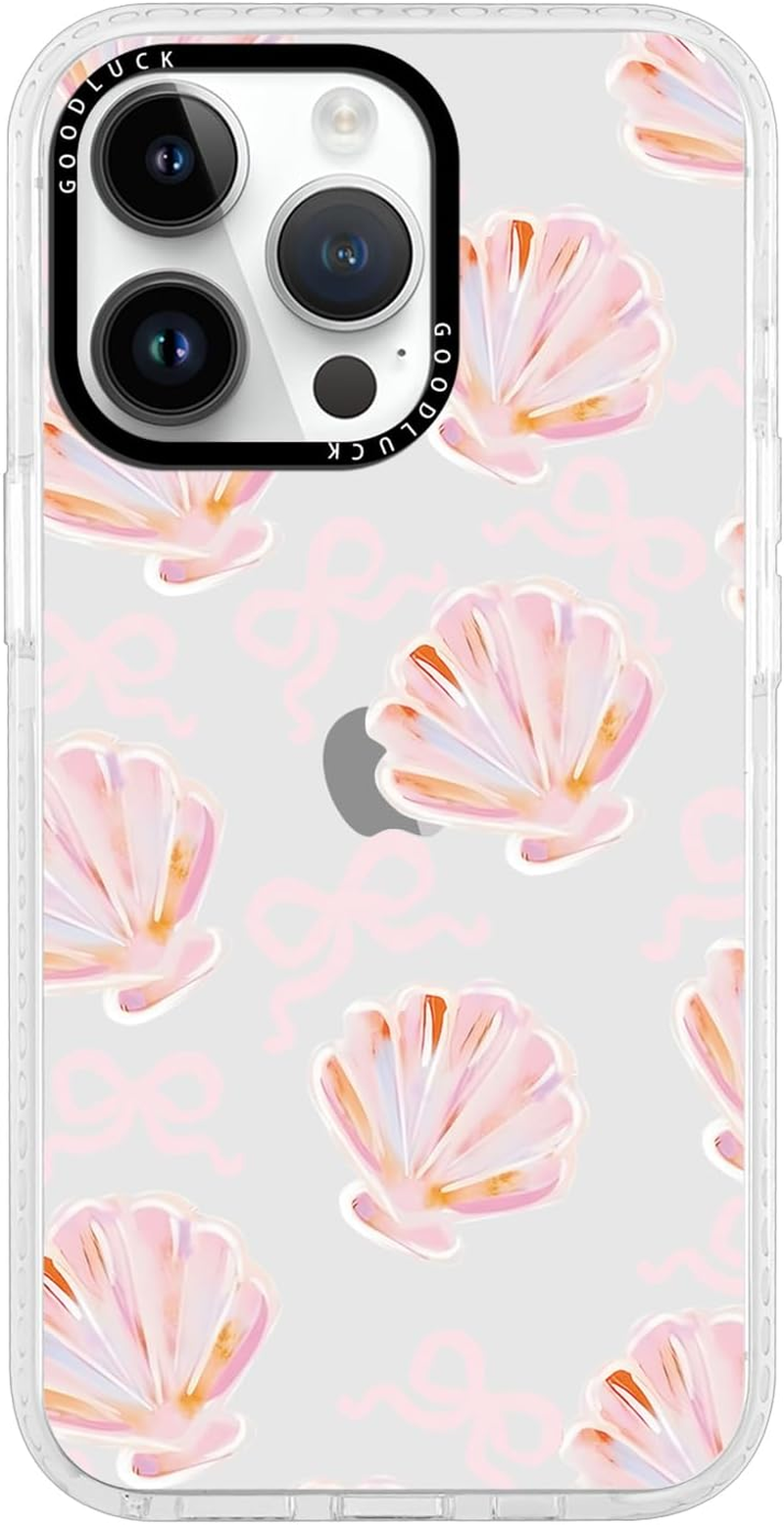 Yoedge Transparent Mobile Phone Case for Iphone 14 Pro Max Case, Aesthetic Bow Pattern, Cute Shell Design, Girls Gift, Protective Case, Silicone Hard PC Case Cover for Iphone 14Pro Max 6.7 Inches image number 4