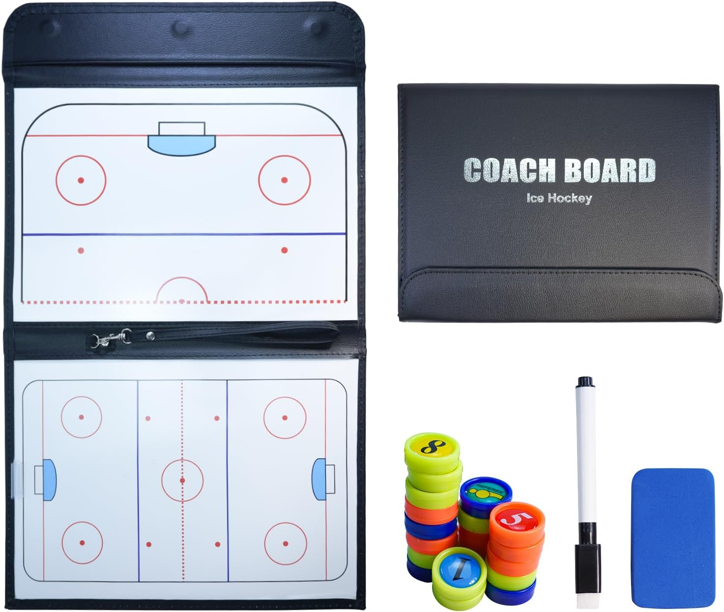Joyeee Ice Hockey Tactics Board for Kids & Adults, Magnetic Coaching Board, Ice Hockey Equipment for Men, Boys and Ice Hockey Enthusiast, Christmas Ice Hockey Gifts for Men Father - 03 Double Side Ice Hockey Board image number 3