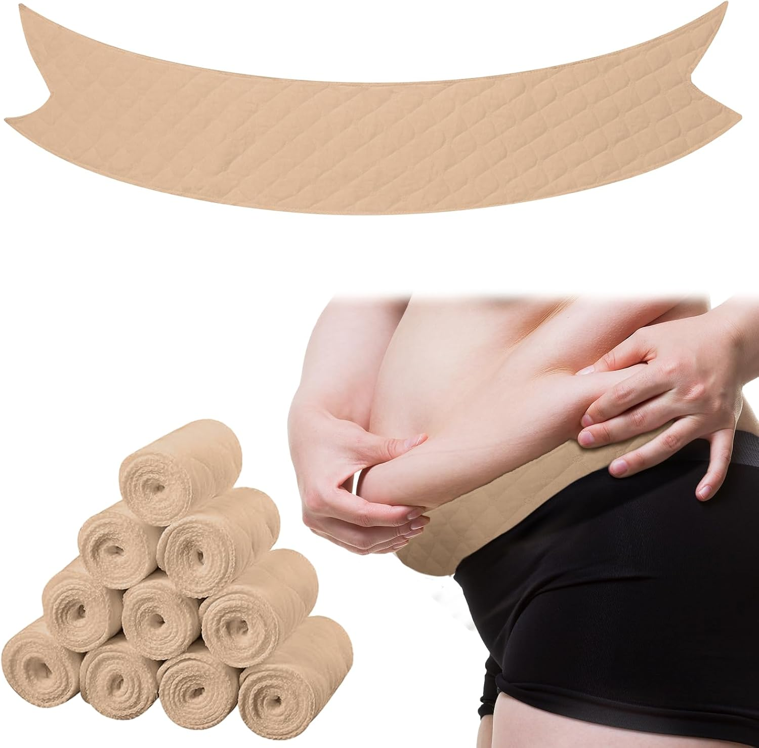 Wesnoy 10 Pcs Tummy Liners for Sweat Rash Cotton under Belly Sweat Liners plus Size under Belly Perspiration Absorber Pads Belly Band for Skin Rash, White, Xx-Large