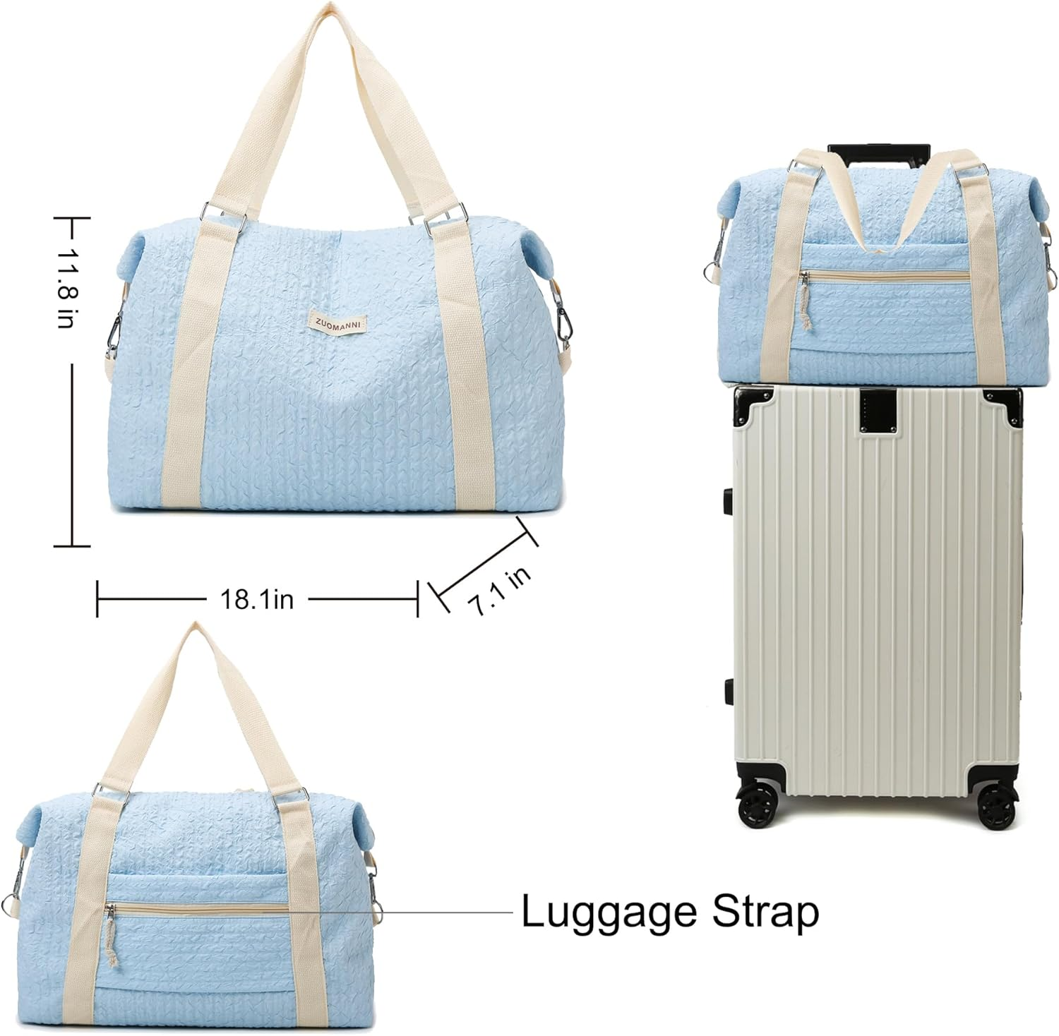 Travel Duffle Bag,Weekender Bags for Women Men,Overnight Carry on Tote Bags,Large Sports Gym Bags Portable Double Layer Wet Pocket Traveling Duffel Tote Bag, Blue, Large - Blue image number 6