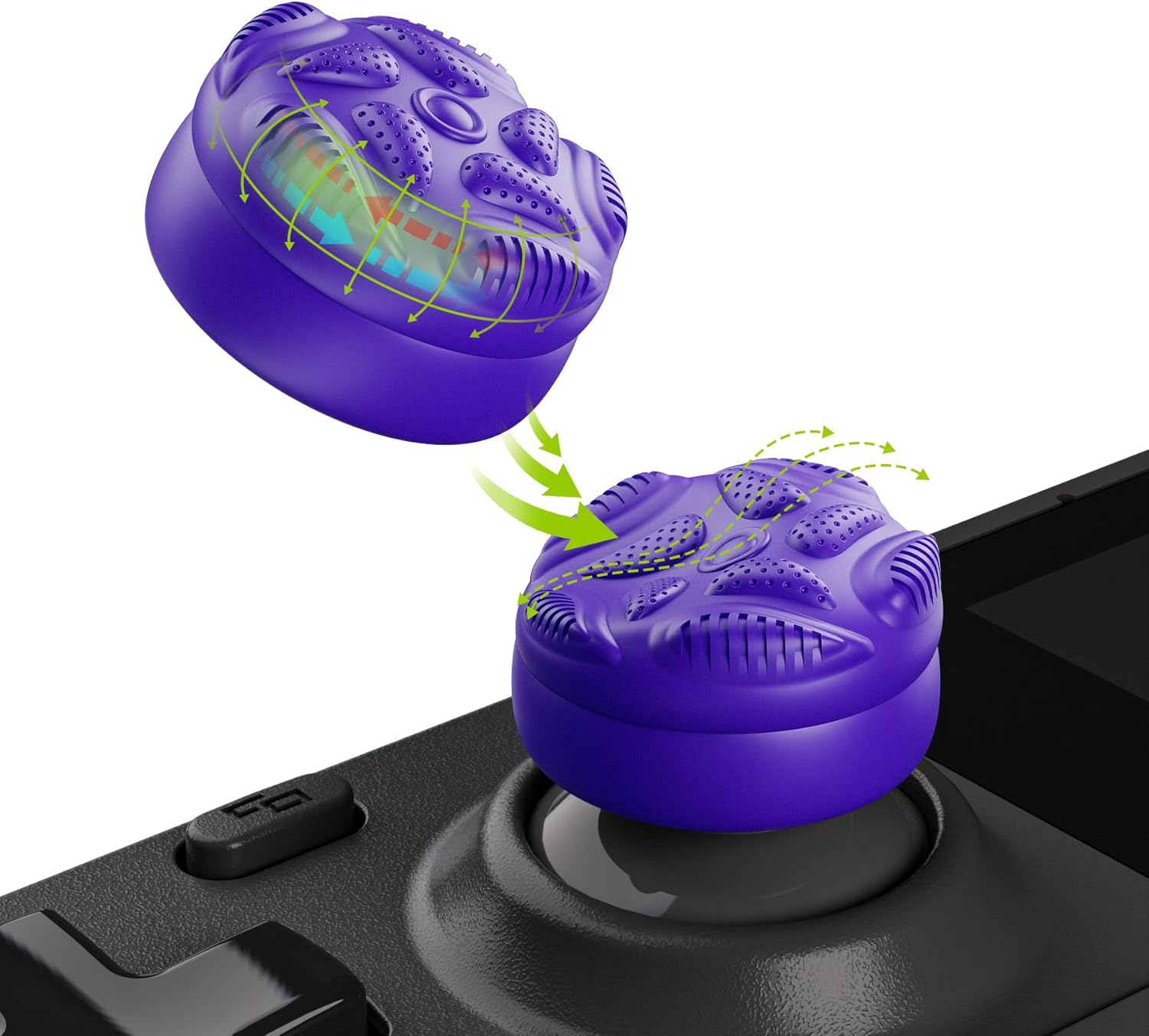 Playvital Thumb Grips for Steam Deck LCD & OLED (4-Pack), Thumb Cushion Caps with Anti-Slip Texture, Height-Boost Joystick Cover for Steam Deck Accessories - Raindrop Texture Purple image number 5