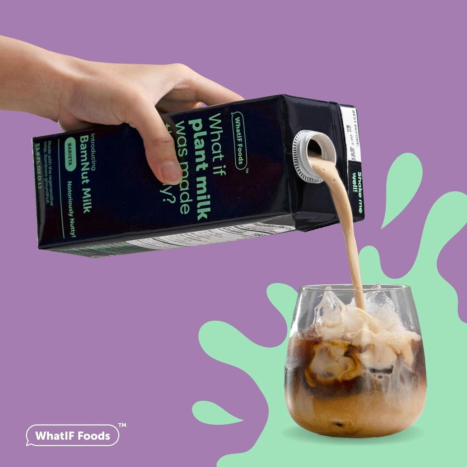 Bamnut Milk Barista | Extra Creamy, Unsweetened Shelf-Stable Plant-Based Milk | Vegan, Non-Dairy 33.8 Fl Oz - (By Whatif Foods image number 1