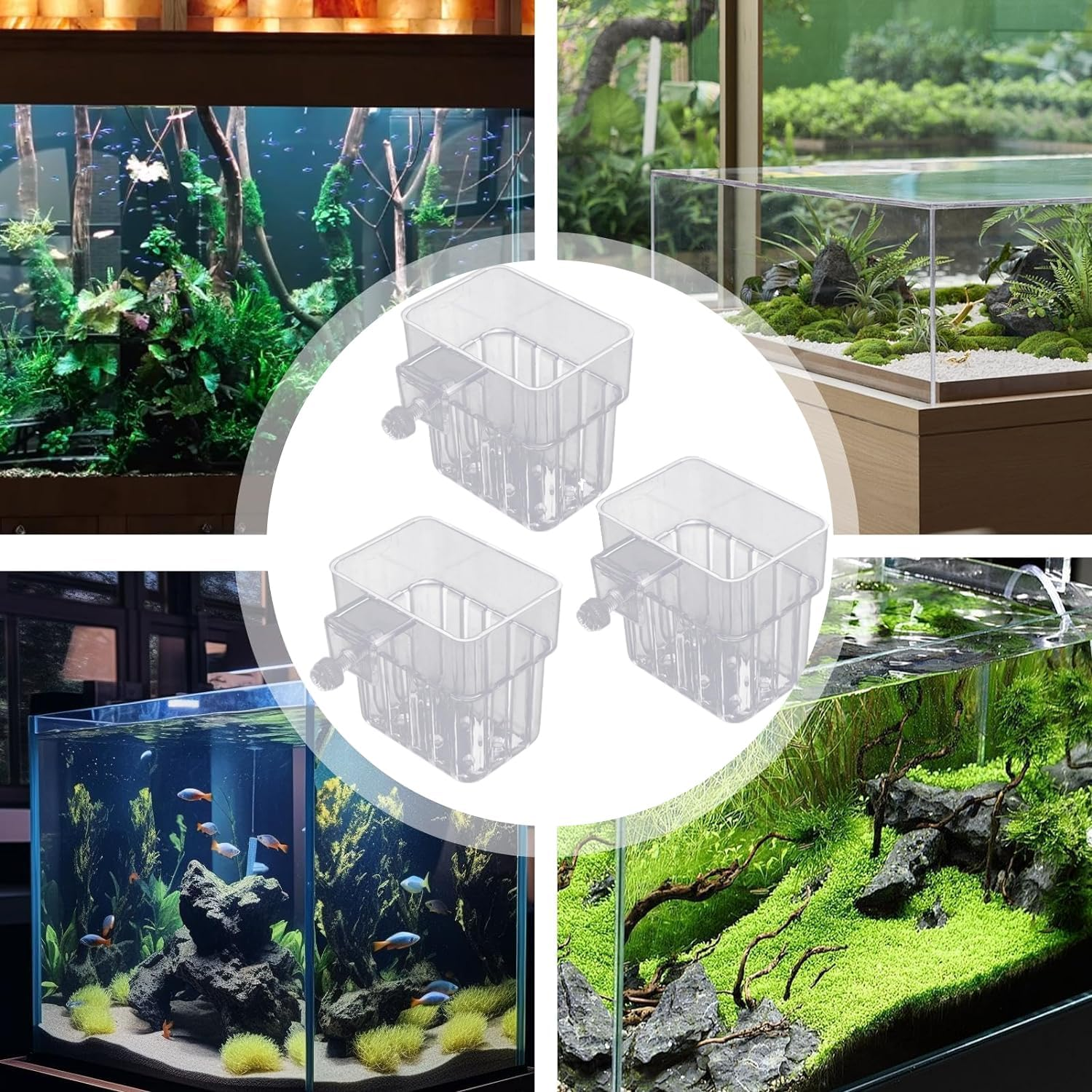 Aquarium Plant Holder Hanging Aquatic Planter Cups Fish Tank Plant Holder Clear Aquatic Plant Cup Aquarium Plant Basket with Hook for Fish Tank Aquarium Plant Cultivation Decorations (1) image number 3