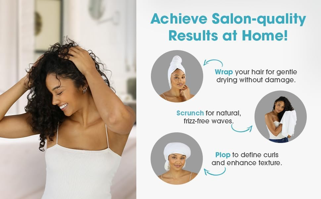 Hair Repear Ultimate Hair Towel - anti Frizz Absorbent Premium Cotton Product to Enhance Your Healthy Natural Hair Perfect for Plopping Wrapping Scrunching Curly Wavy or Straight Hair - Large 29X45In image number 2