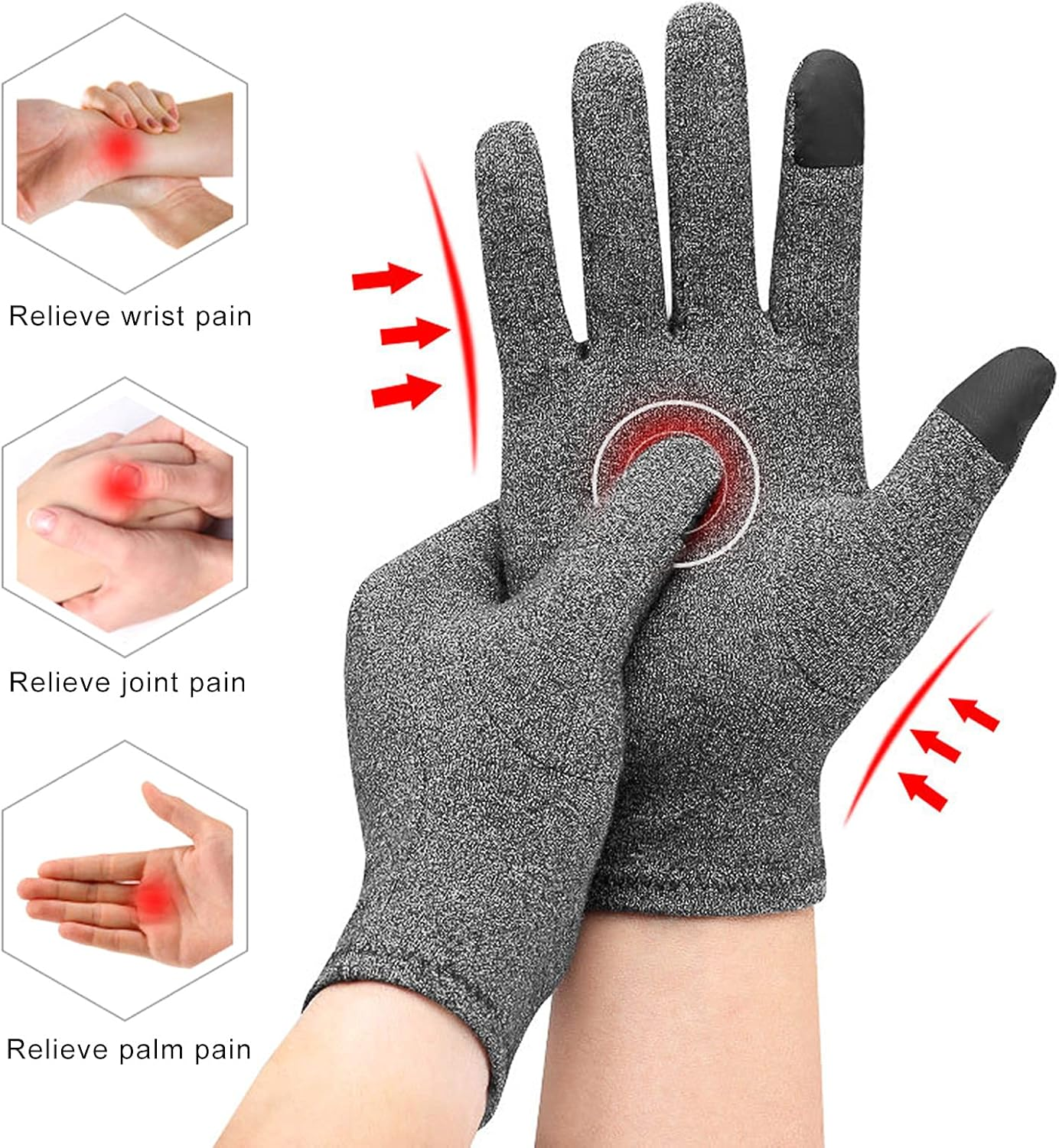 Mingzhe Full Compression Touch Screen Full Finger Glove Rheumatoid Arthritis Hand Support for Women Men Relief for Joint Wrist Thumb Pain