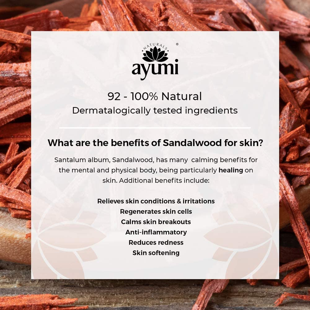 Ayumi Sandalwood & Pink Clay Face Mask. Vegan, Cruelty-Free, Dermatologically-Tested, 3 X 100Ml image number 3