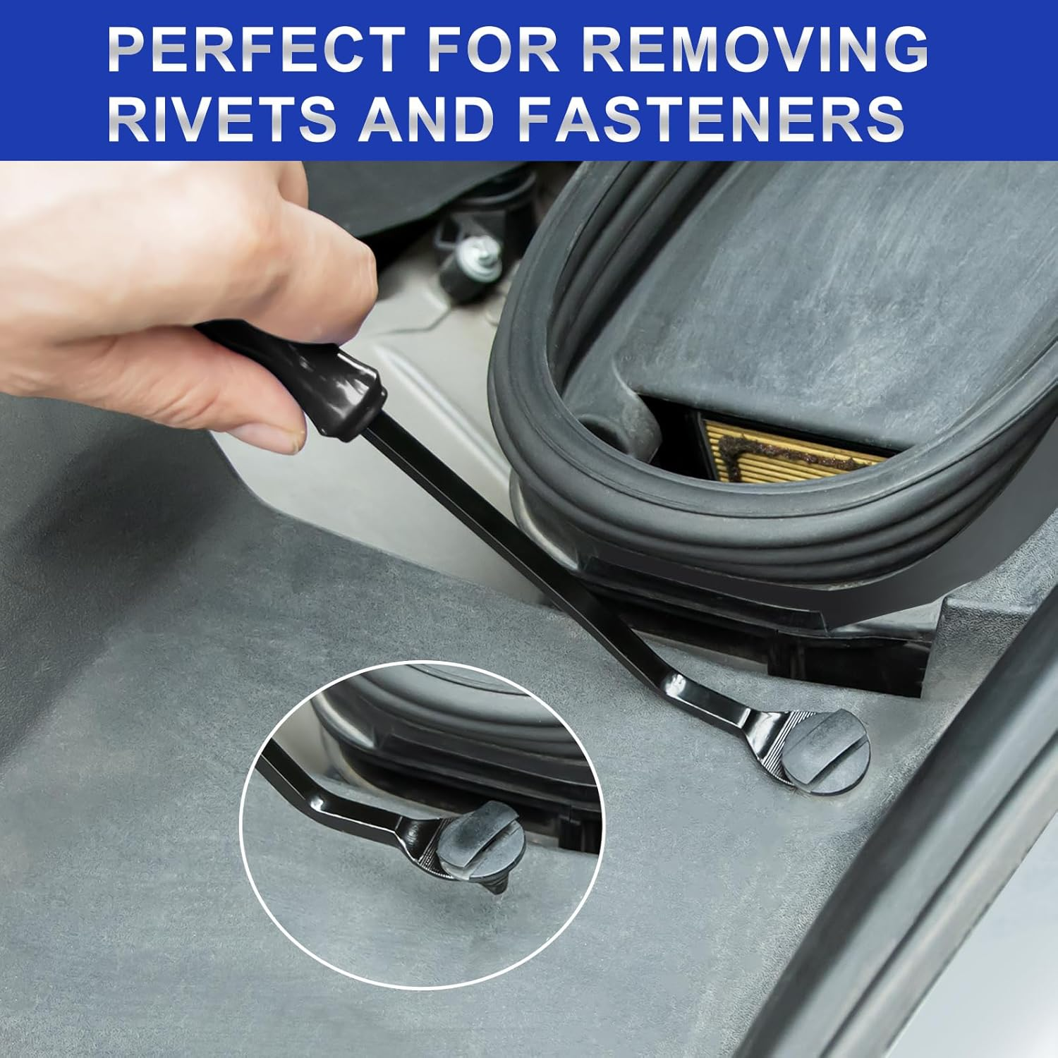 Zecirl 11 PCS Autotrim Removal Tool Kit, Metal Pry Tool Auto Fastener Remover Pry Bar Set Trim Remover Kits for Vehicle Door Panel, Audio Radio Panel, Dashboard Repair Kit - Black image number 4