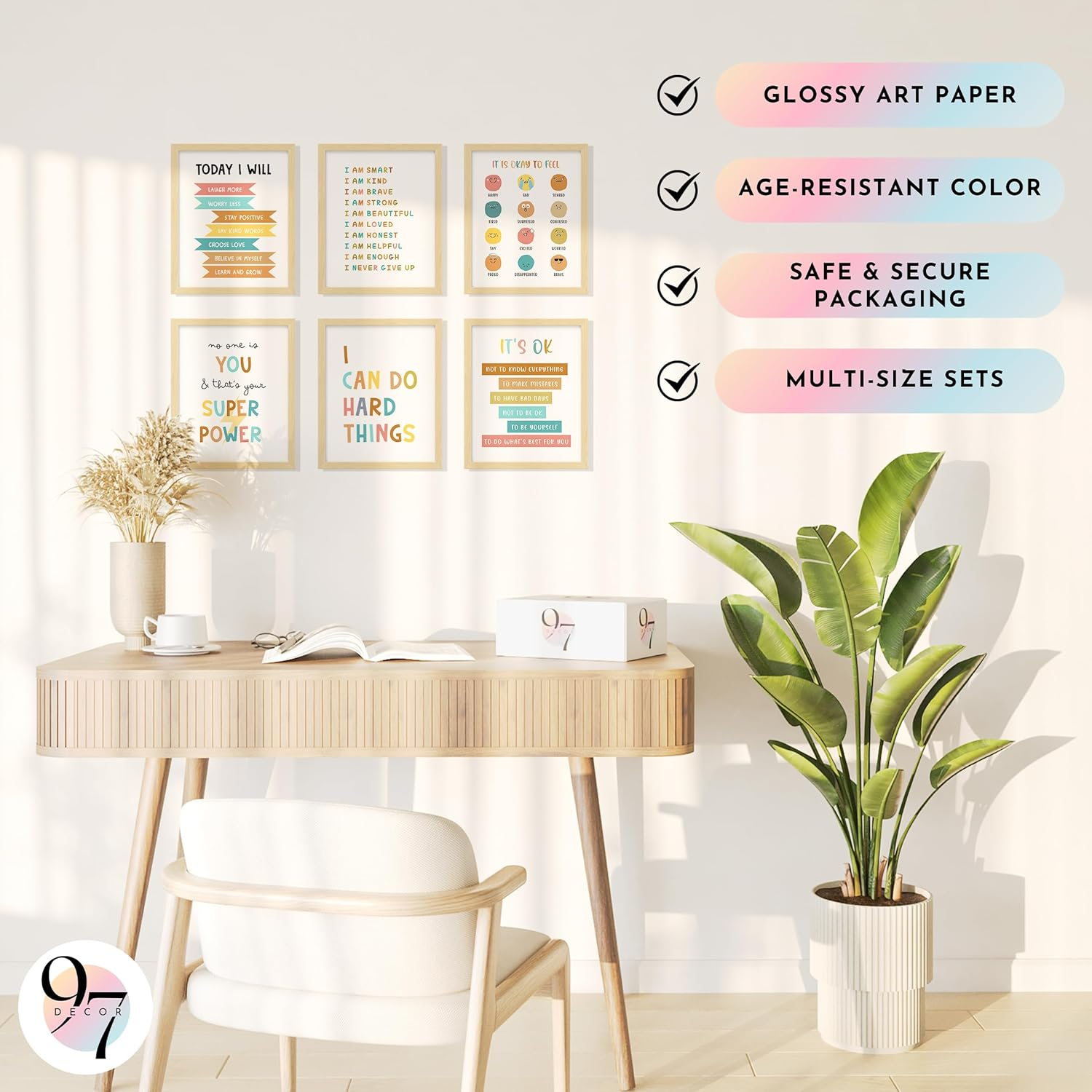 97 DECOR Kids Affirmation Wall Decor - Positive Affirmations for Kids Decor, Affirmation Art Prints Nursery Pictures, Colorful Inspirational Quotes Posters for Classroom Playroom Decor (8X10 UNFRAMED) image number 5