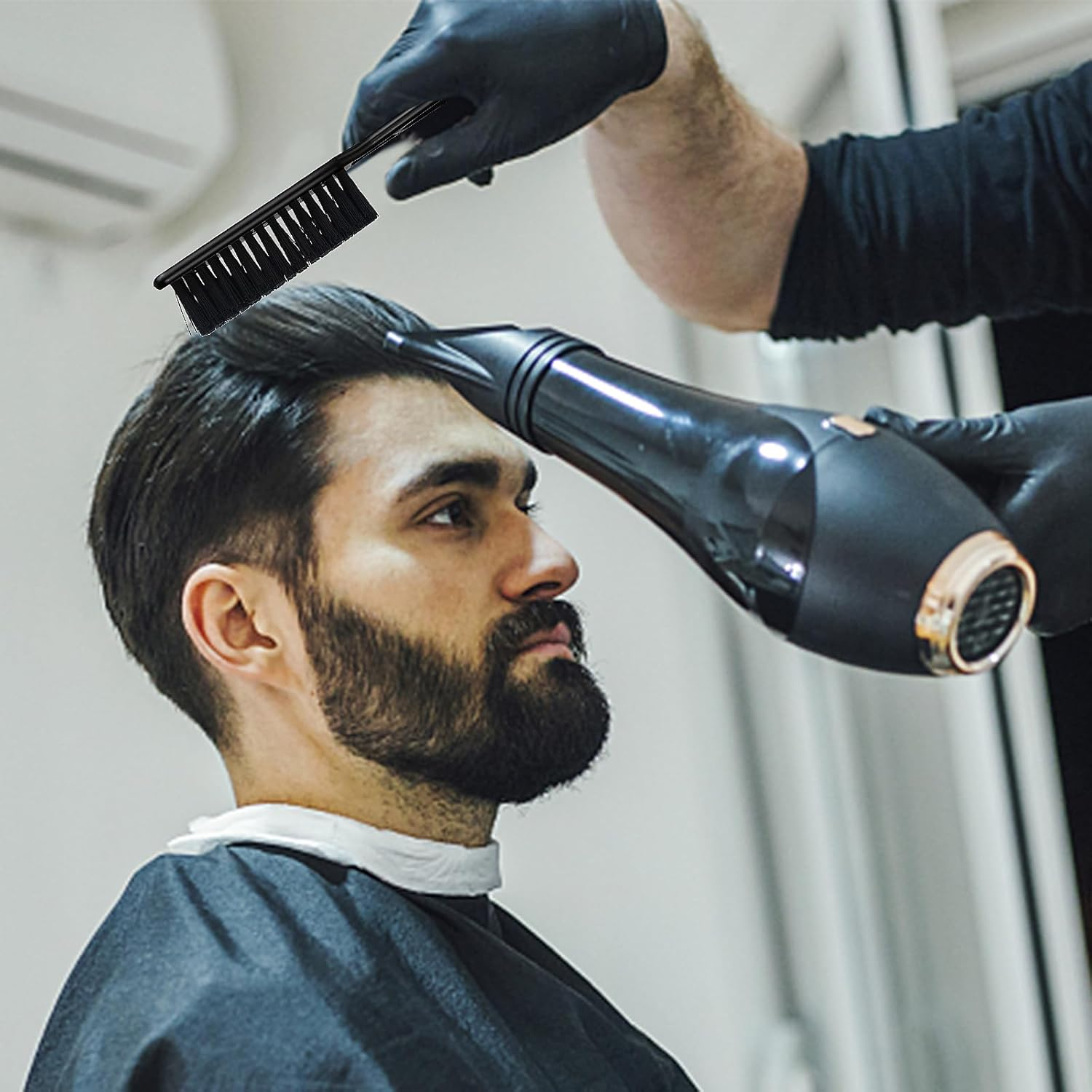 Barber Neck Duster Brush Set - Soft Barber Neck Duster with Barber Trimmer Cleaning Brush, Professional Barber Dusting Hairbrush for Brushing off Hair around Neckline and Ears image number 2