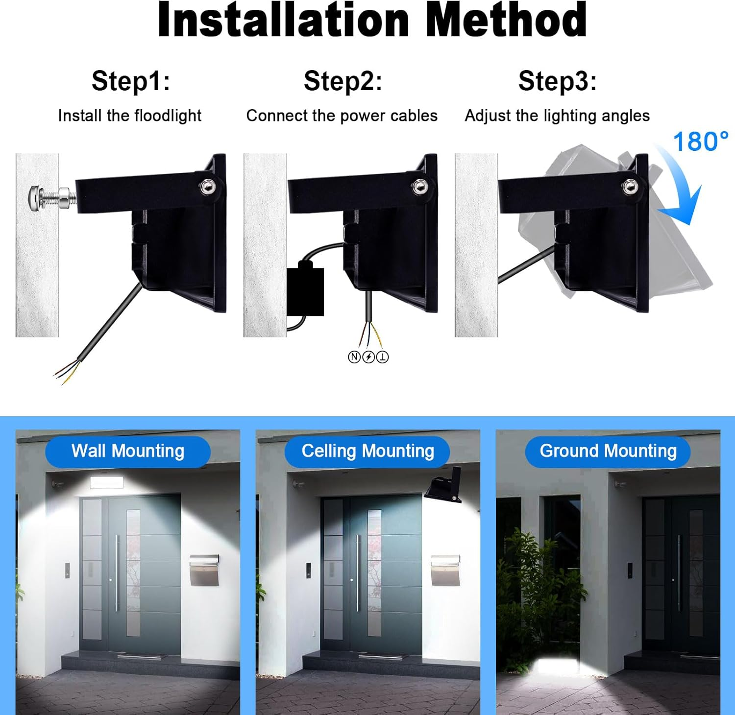 LED Flood Light Outdoor 200W, 2 Pack 20000LM IP66 Waterproof LED Work Light 6500K Cool White Floodlight Spotlights, Outdoor Security Light for Warehouse Garden Garage Yard image number 1
