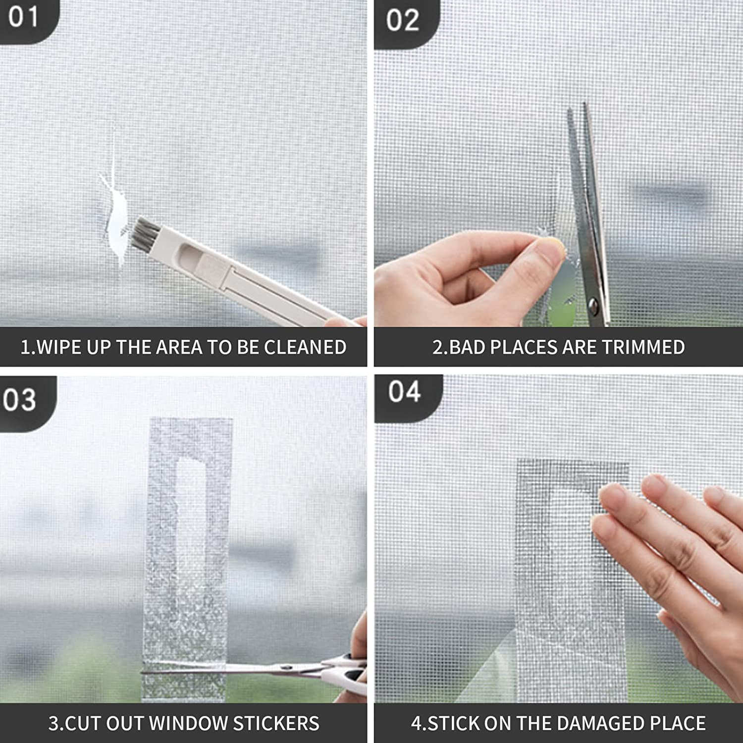 Fly Screen Repair Tape Mosquito Net Repair Tape Fiberglass Mesh Tape Strong Adhesive Door Window Screen Mesh Patch Repair Wire Mesh Repair with Scissor for Repair Holes Screen Net Anti-Mosquito image number 5