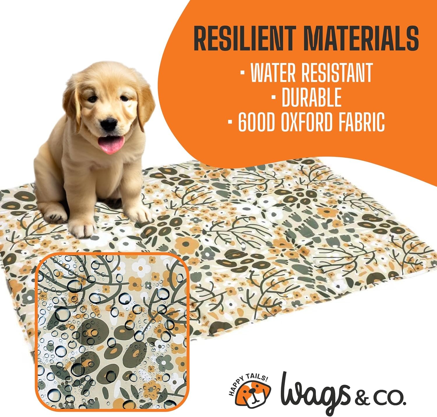 Canine COOSH - Outdoor Folding Dog Travel Mat - 70 X 100Cm. Durable, Easy-To-Clean, Portable Dog Bed for Beach, Bush, Camping, Travel, with Clip-On Carry Strap. (Florals of Australia)