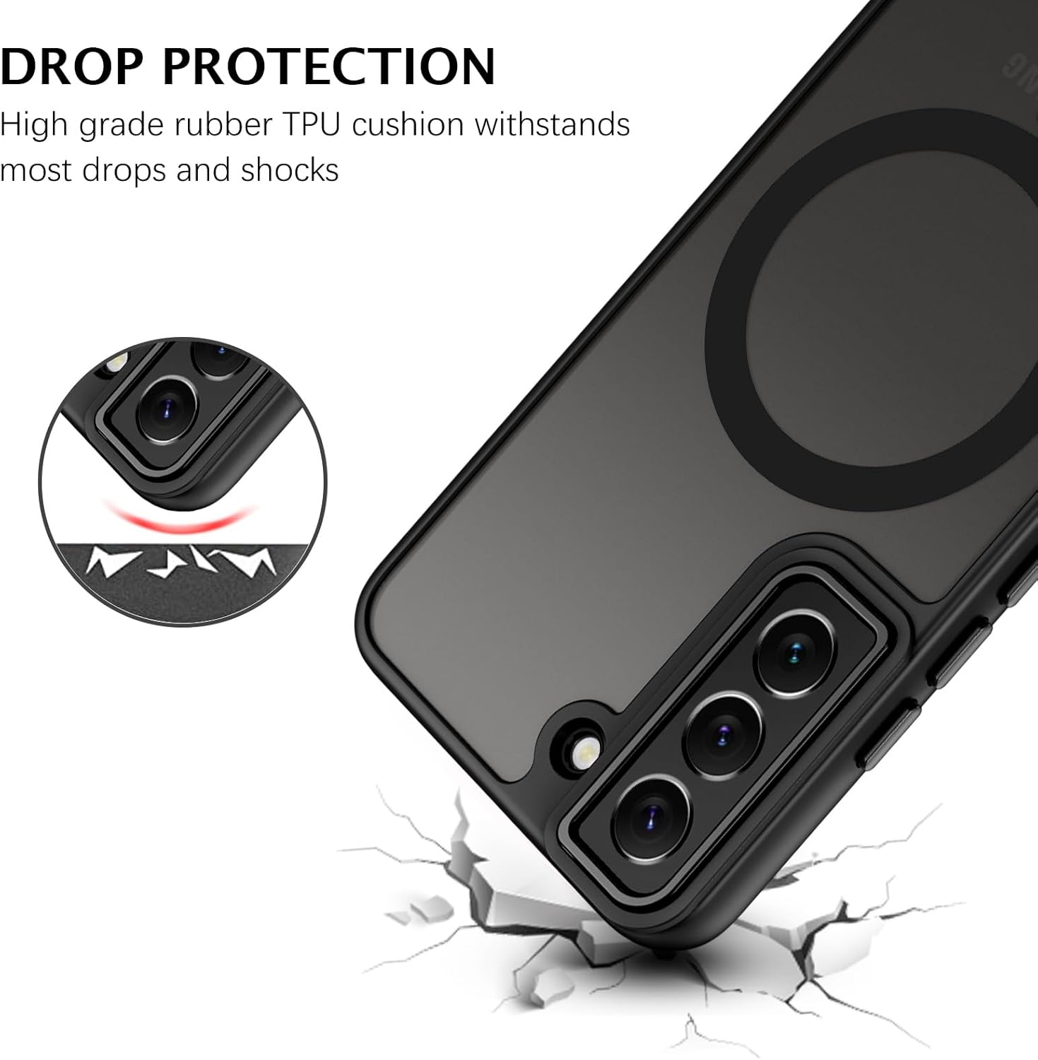 BENTOBEN Case for Samsung Galaxy S22, Compatible with Magsafe, Slim Magnetic Design Soft TPU Bumper Shockproof Protective Drop Protection Girls Women Men Boys Samsung S22, Black