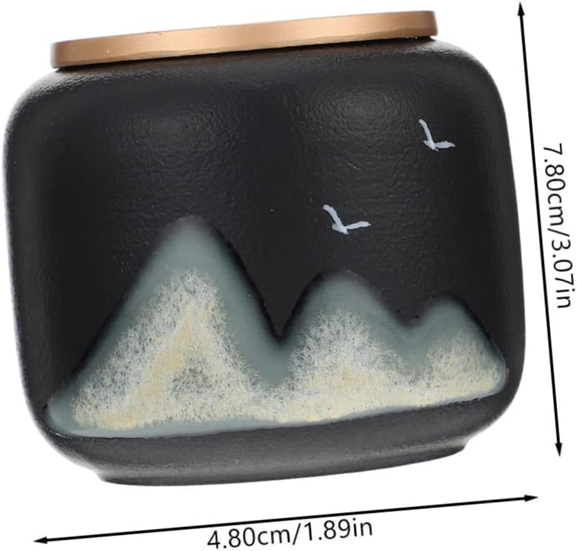 FUNOMOCYA Tea Storage Canister Airtight Black Ceramic Mini Portable Moisture-Proof Food Storage Jar for Home Kitchen Coffee Bean image number 3