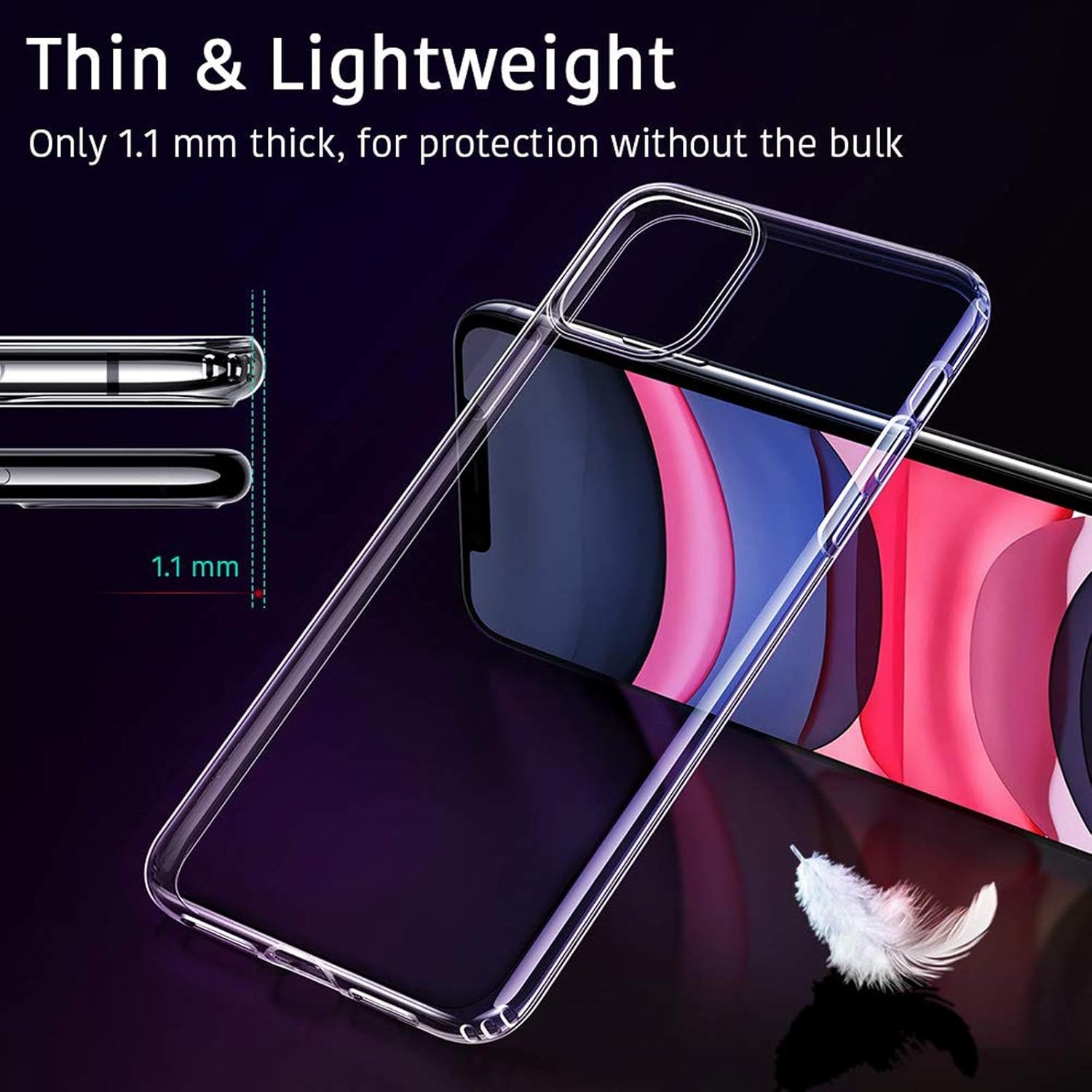 Apple Iphone 11 PRO MAX Slim Transparent Clear Bumper Cushion Back Case Cover image number 2