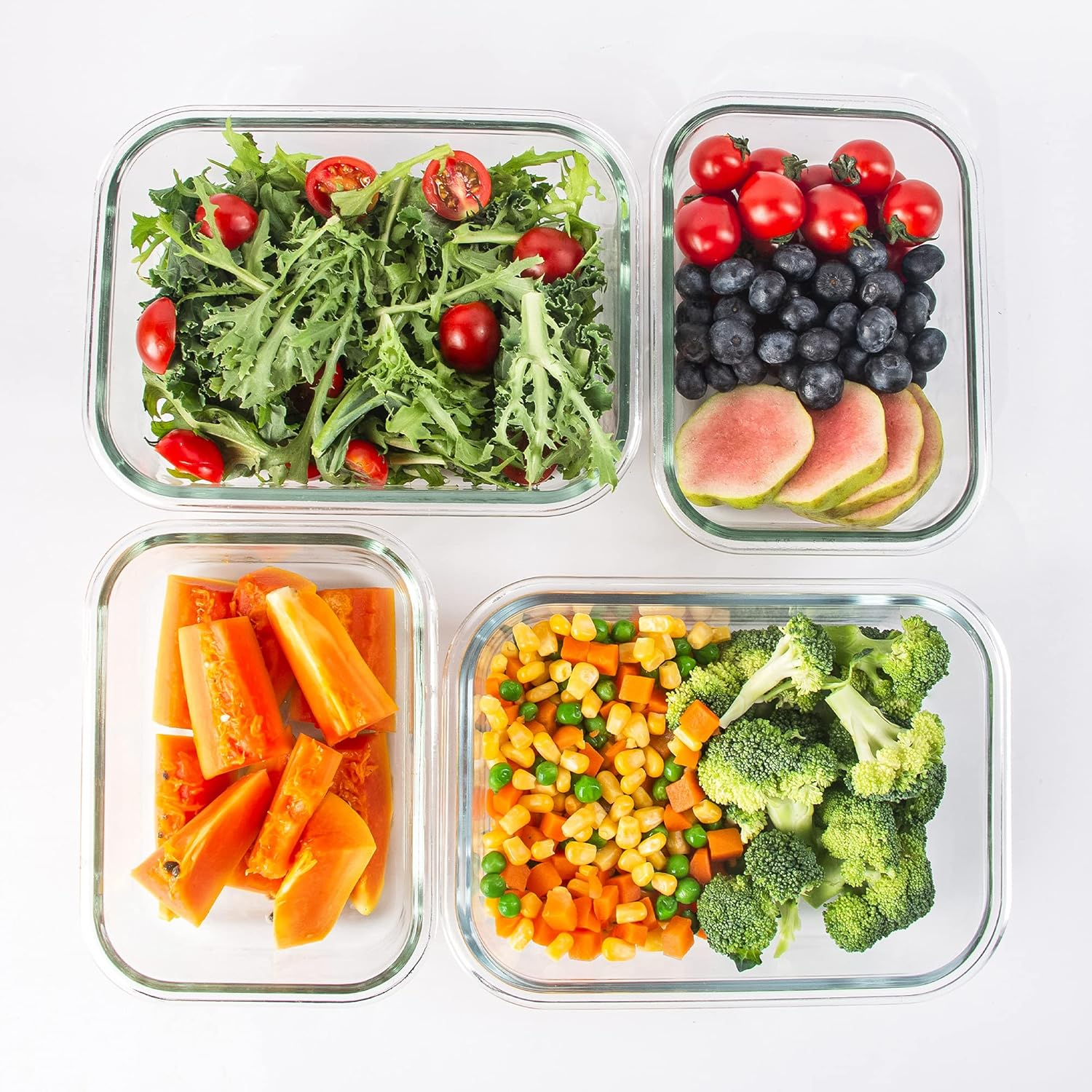 YARYOUNG 10 Pack Glass Food Storage Containers, Glass Meal Prep Containers with Lids Leak Proof, Microwave & Freezer Safe (34Oz & 12Oz) - Blue image number 3