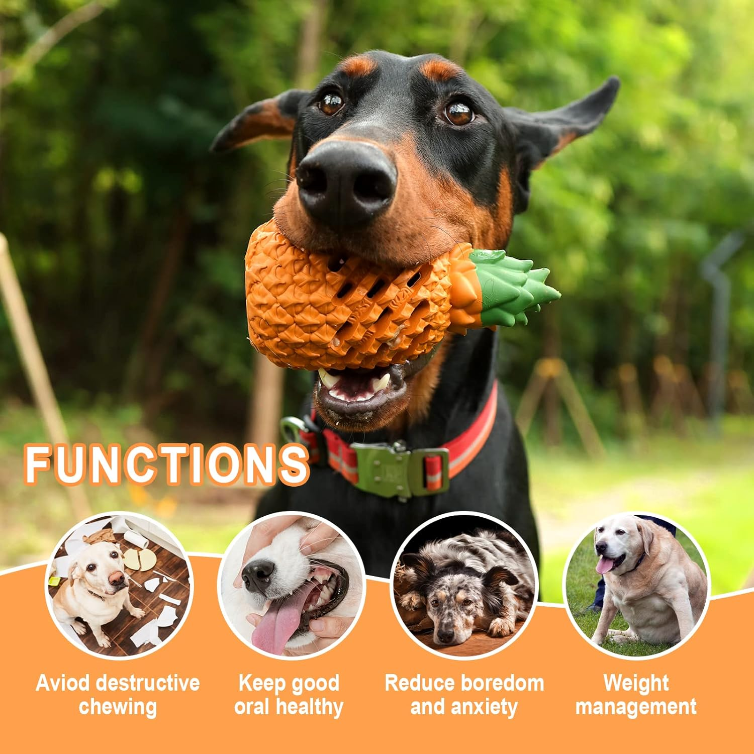 Dog Toys for Large Dogs, PETOPIA Pineapple Dog Chew Toys for Aggressive Chewers, Indestructible Dog Toys for Aggressive Chewers, Dog Toys for Aggressive Chewers (L) image number 4
