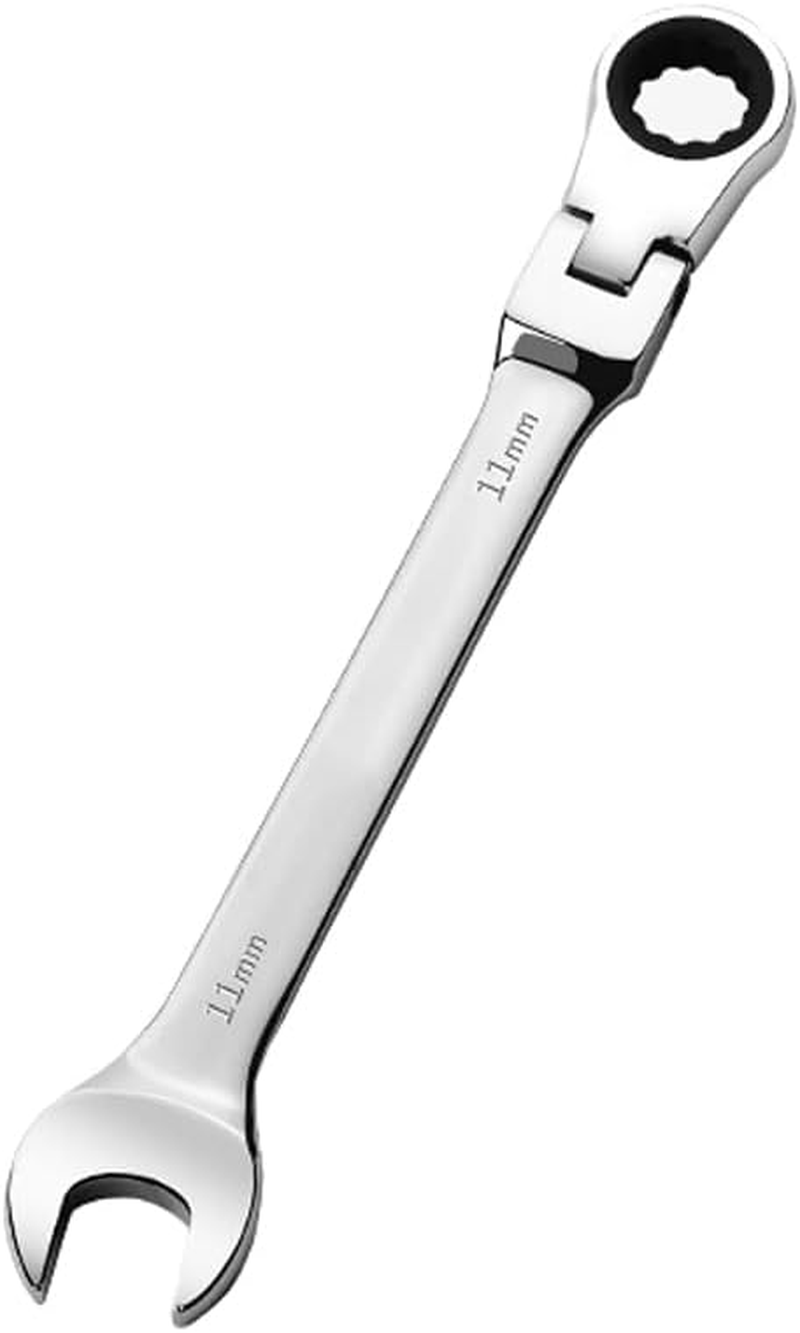 Cseao 11Mm Flex-Head Ratcheting Combination Wrench 72-Teeth, Cr-V Constructed, Chrome Plating image number 2