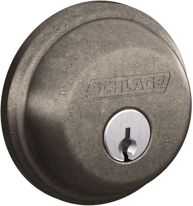 Schlage B60N 621 Single Cylinder Deadbolt, Distressed Nickel image number 5