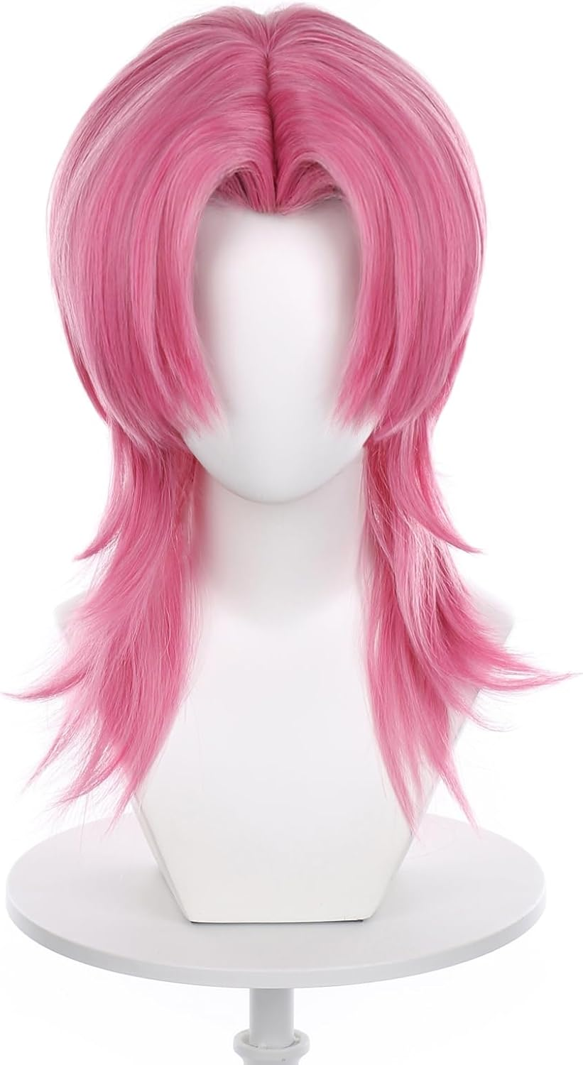 HAMISH Dark Pink Wig Cosplay Wig with Wig Cap Heat Resistant Synthetic Hair for Anime Role Play for Festival, Holiday, Cosplay Party, Comic Exhibition image number 6