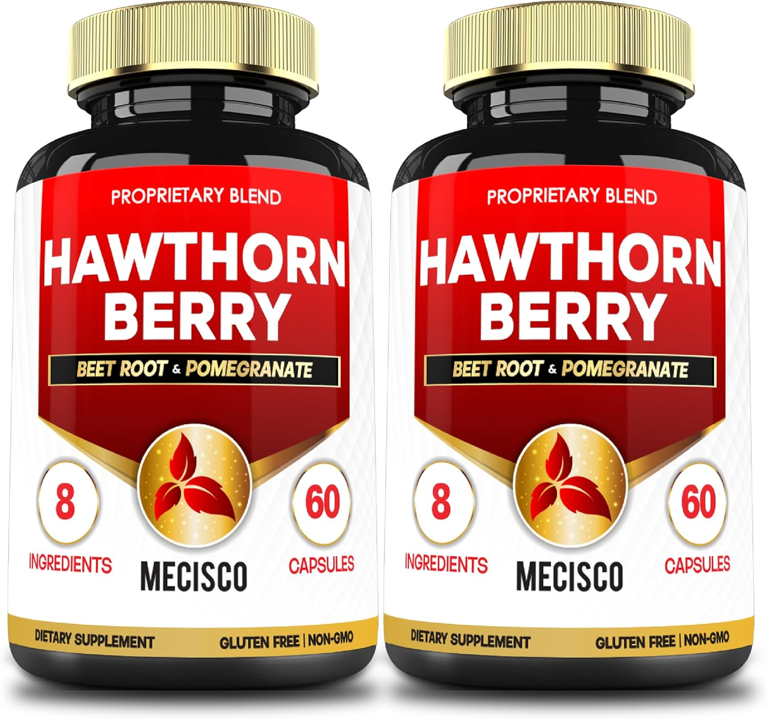 2 Packs Hawthorn Berry Supplements- Beet Root, Pomegranate, Hibiscus Flower, Ceylon Cinnamon, Olive Leaf, Turmeric Curcumin, Black Pepper - Blood Pressure & Immune Supports - 4105 Mg (120 Cap) image number 4