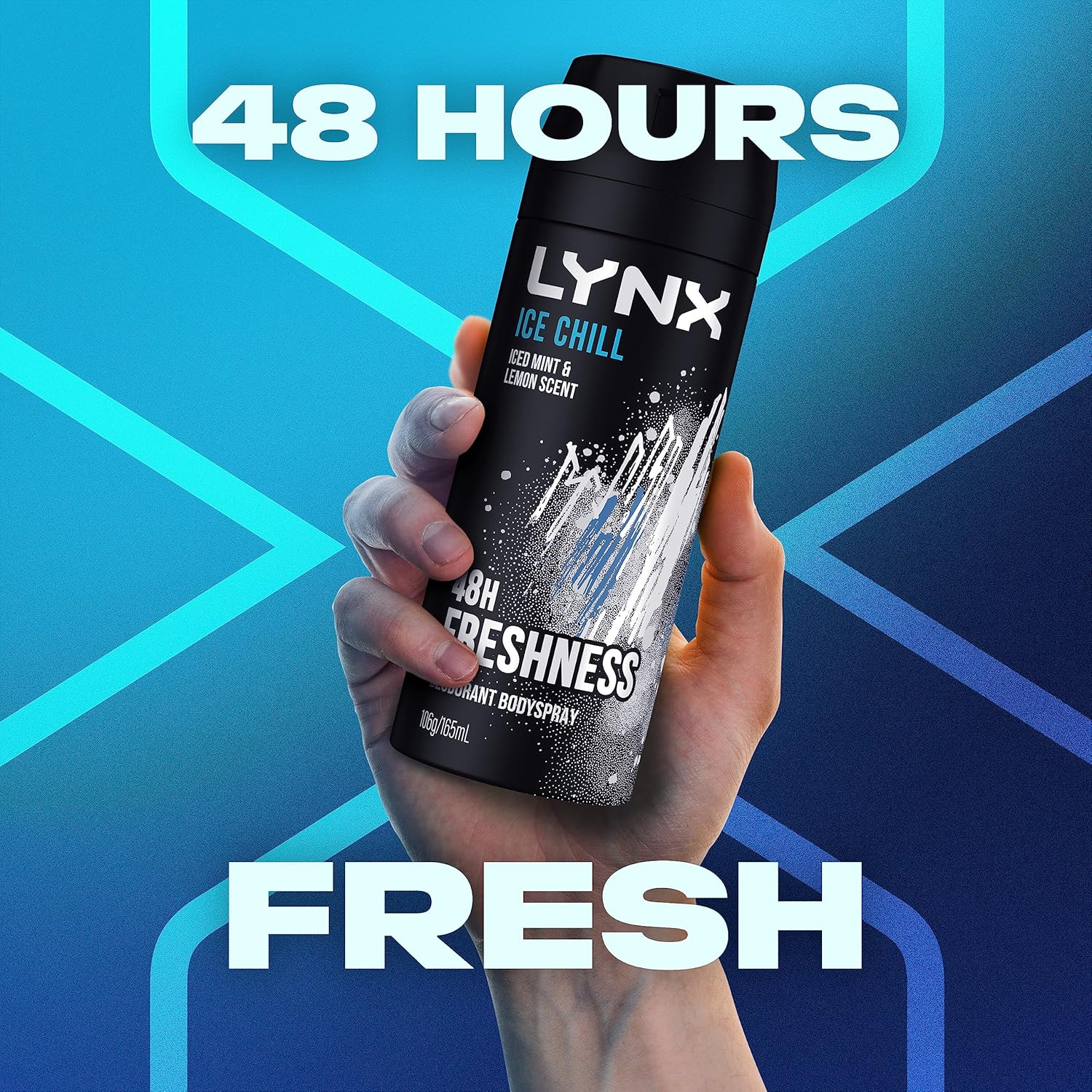 LYNX Ice Chill Aerosol Deodorant Aerosol Body Spray for Men 165 ML X 2 Pack, 48 Hour Fressness image number 2