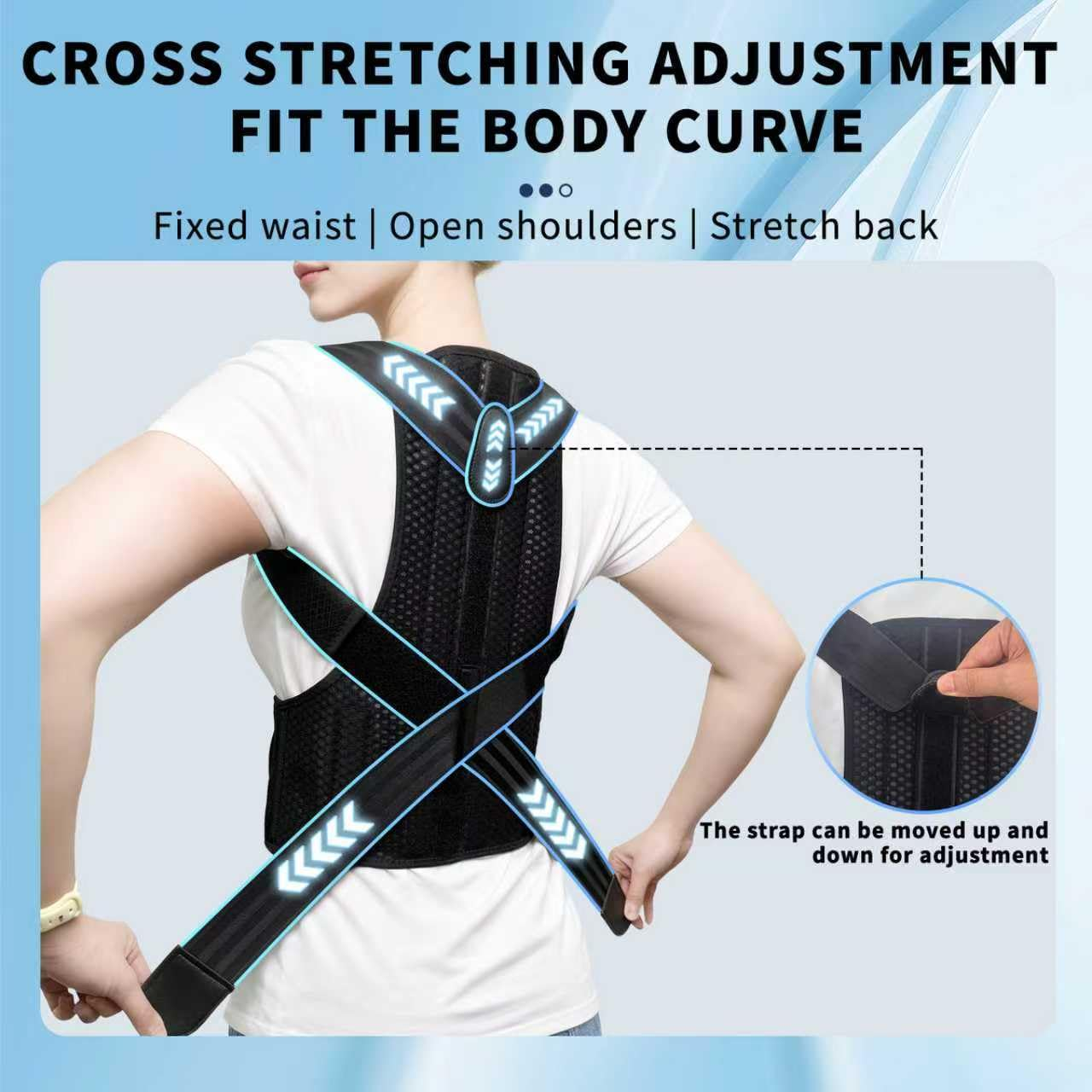 Posture Corrector, Adjustable Back Brace Posture Corrector, Shoulder Support - Breathable & Lightweight with Dual Aluminum Stays - Upper & Lower Back Pain Relief for Men and Women(Black, S) image number 3